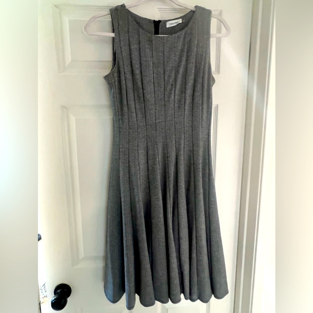 Black and grey fit and flare dress